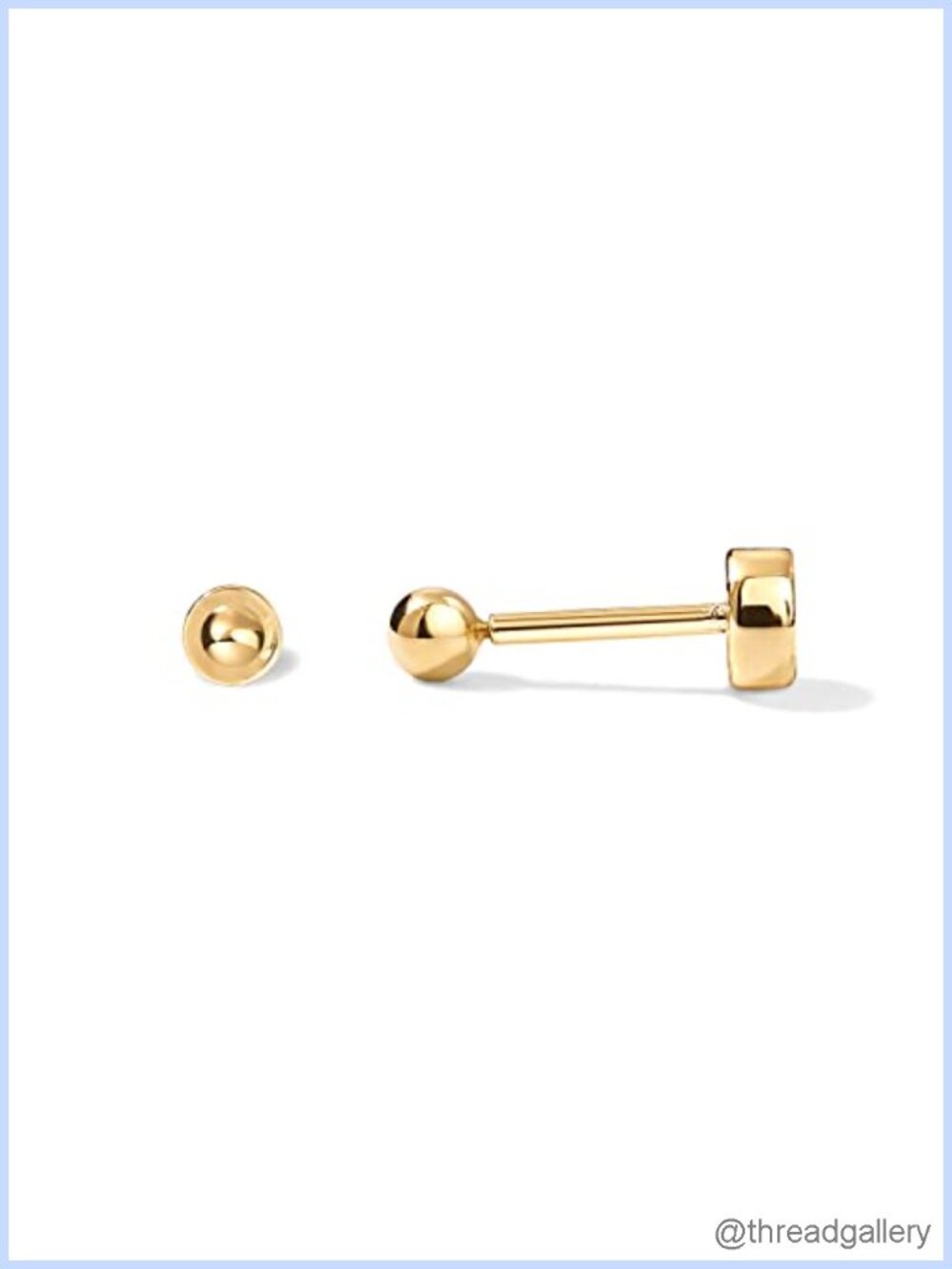 14K Gold Plated Ball Flatback Earrings Screw Back Studs